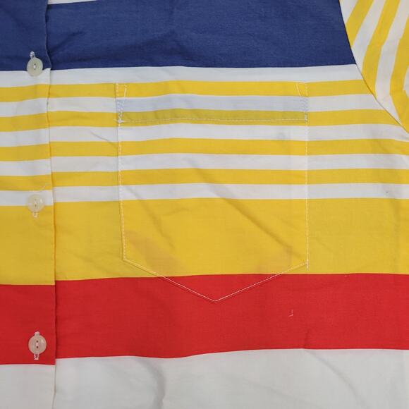 Vintage 90s MOD Button Shirt Womens Medium 20x28 Striped Baggy - Picture 2 of 13